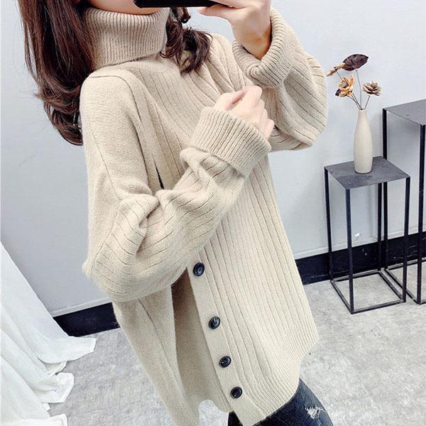 Sweater Turtleneck Plus Size Women's Fat Mm Loose and Thin Knitted Top
