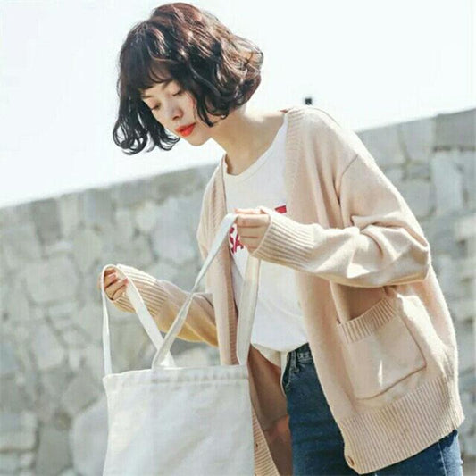 Spring and Autumn Loose Thick Sweater Fashion All-match Knitted Jacket Cardigan Casual Female Top