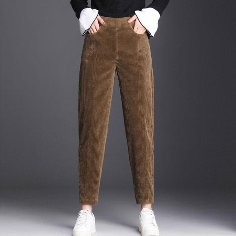 Plus Fleece Pants Autumn and Winter Women's Pants Thickened Corduroy Women's Casual Pants Loose Korean Harem Pants Old Pants