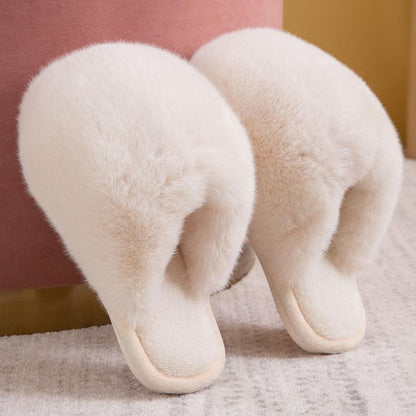 Designed Winter Warm Cotton Slippers Fluffy Non-slip Flat Shoes A Must-have At Home