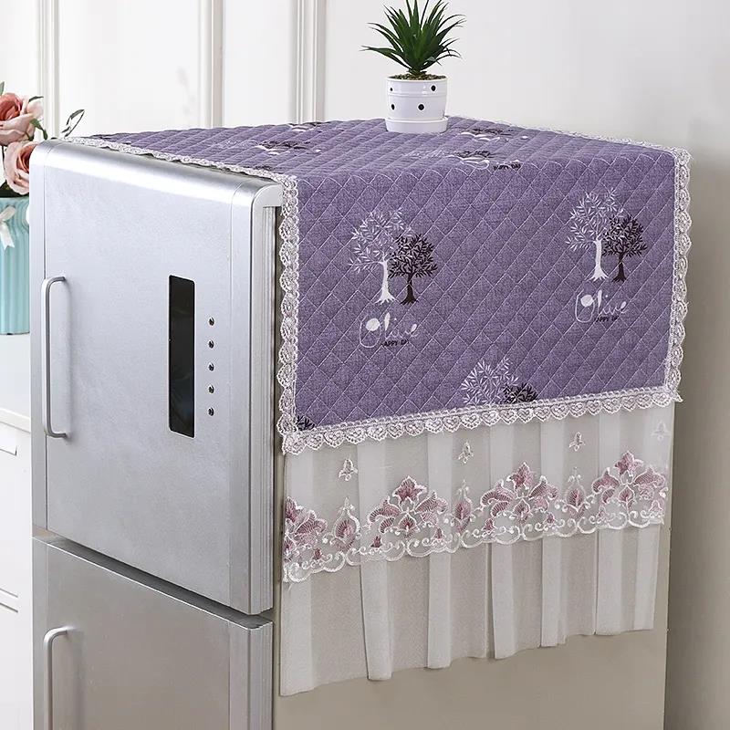 Refrigerator Cover Towel Single and Double Door Refrigerator Cover Cloth Universal Dust Cover Lace Wear-resistant Washable