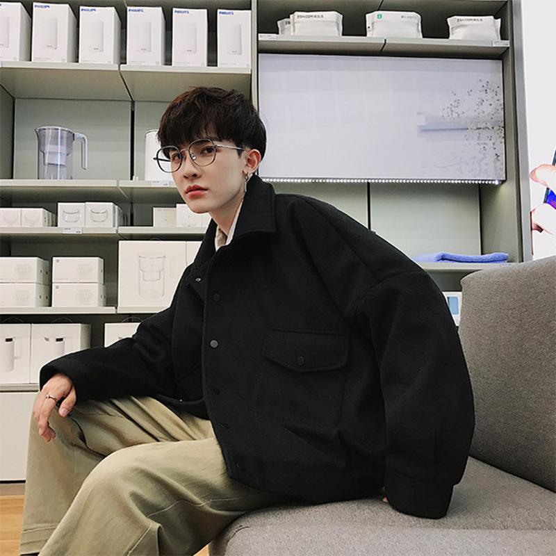 Plush Wool Cardigan Men's Outer Short Top Thick Warm Long Sleeves Loose Casual Men's Cardigan Coat Comfortable and Breathable