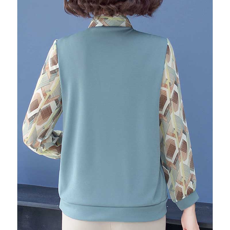 Bottoming Shirt Women's Spring Mother's Dress Western Style Short-sleeved Large Size Top Middle-aged and Elderly Chiffon Shirt
