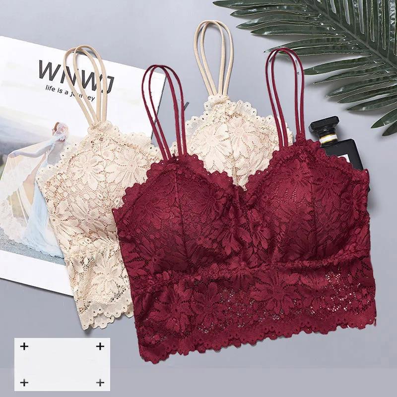 Two-piece Japanese Thin Section Anti-glare Skin-friendly Breathable All-match No Steel Ring Lace Camisole Tube Top Wrap Bra