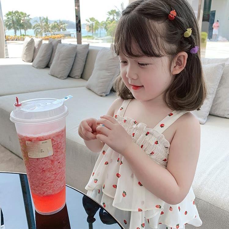 Children Dress Girls Summer Thin Dress Suspender Dress Floral Strapless Princess Dress Ruffled Vest Skirt