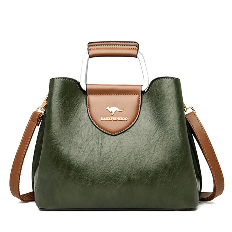Genuine Leather Bag Women's Fashion Middle-aged Handbag Soft Leather Mother Shoulder Bag Cowhide Messenger Bag