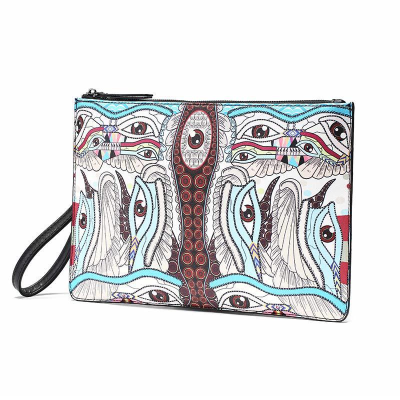 Business Briefcase Men Personality PU Leather Zipper Waterproof Handbag Ipad Bags Clutch Bag