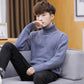 Warm Turtleneck Sweater Men Solid Knitted Mens Sweaters Casual Male Double Collar Slim Pullovers
