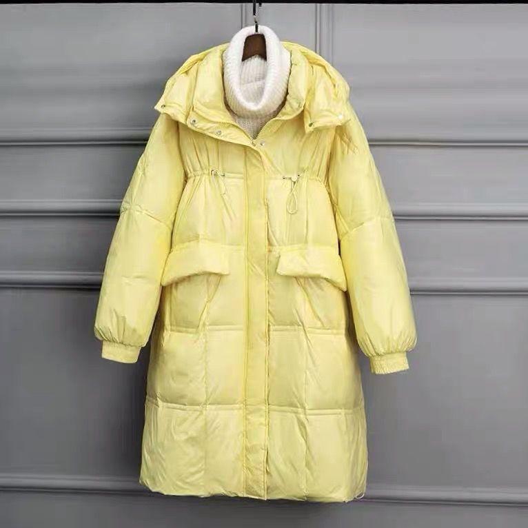 Mid-length Loose Bread Jacket White Duck Down Jacket Women Long Over The Knee Thick and Warm Loose