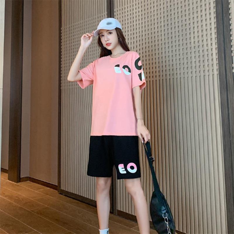 Casual Sports Suit Women's Printed Loose Fashion Summer Short-sleeved Shorts Running Clothes Two-piece Tide