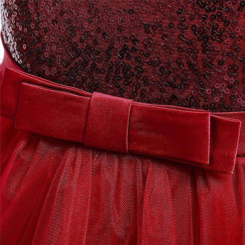 SHINA Girls Fashion Princess Dress Children Splicing of Sequins Sleeveless Wedding Events Clothing