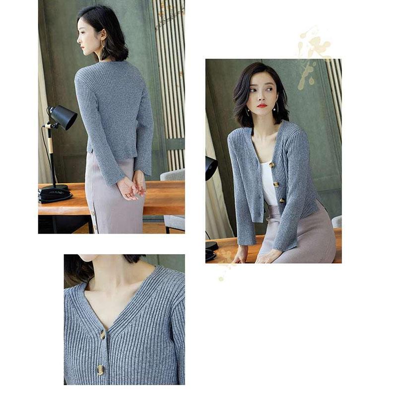 Short Knitted Jacket Spring and Autumn Korean Tops Pure Color Cardigan Youth Women's Sweater