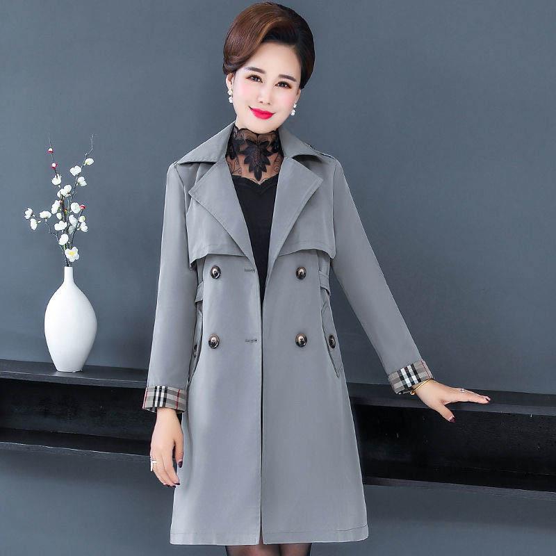 Middle-aged Mother Autumn Jacket Windbreaker Women's Mid-length Middle-aged Spring and Autumn Western Style Blouse