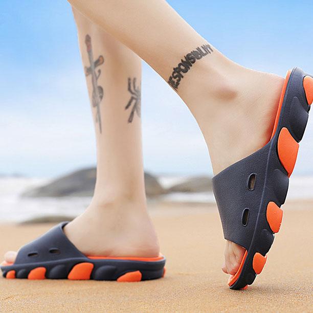 Men's Large Size Non-slip Indoor Bathroom Flat Slippers Spring Summer Outdoor Beach Slip-on Slippers