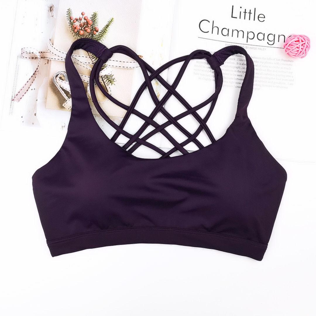 Fitness Sports Bra for Women Push Up Solid Cross Back Yoga Running Gym Workout Femme Training