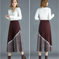 Women's Knitted Skirt Autumn and Winter Thick Retro Knit A-line Skirt High Waist Long Knitted Pleated Skirt Thousand Island Grid Stitching