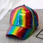 Women Men Color Gradient Shiny Metallic Laser Leather Snapback Baseball Caps