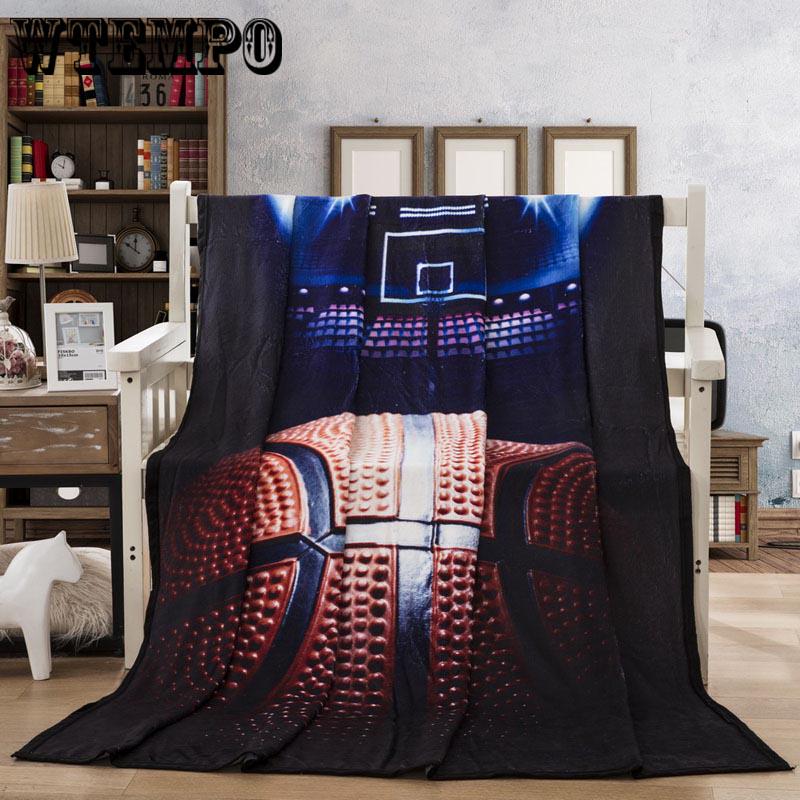 football Printing Flannel Lamb Cashmere Double Sided Blanket Thick Winter Warm