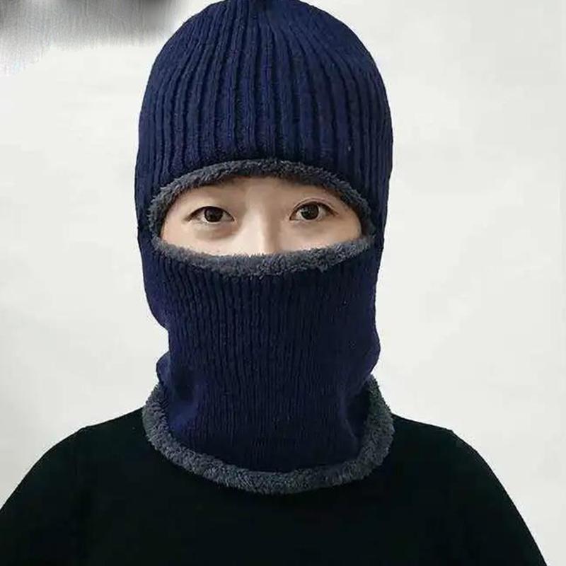Unisex Solid Color  Knit Hat Thick Pile Outdoor Riding Hat Winter Hedging Masked Ear Protection  Neck Protection Face Protection Warm Hat