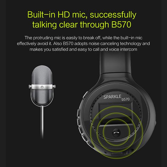 LED Display Wilress Headphones Bluetooth 4.0 Headset Stereo Noise Canceling Sports Earphone with Mic