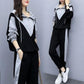 Sports Suit Women's Spring and Autumn Hooded Zipper Loose and Thin Stitching Fashion Casual Two-piece Trendy