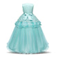 Girls Long Princess Dress Skirt Mopping Dress Net Gauze Tutu Skirt Floral Middle-aged Child Dress Performance Dress