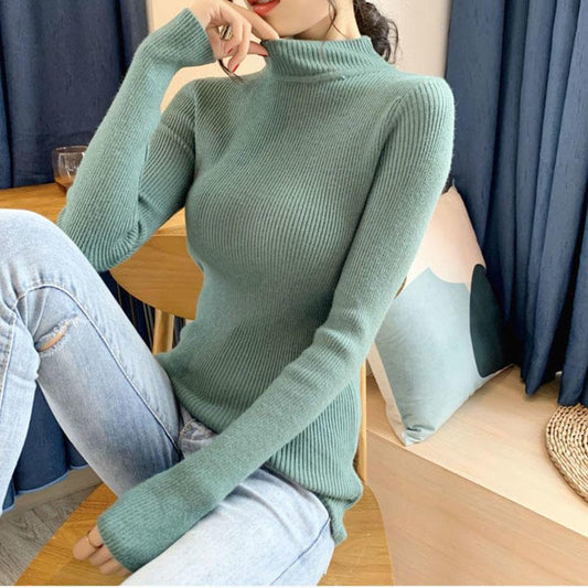 Pullover Sweater Top Women Fall/winter Inner Wear Bottoming Shirt Slim Tight-fitting Turtleneck Pullover Sweater