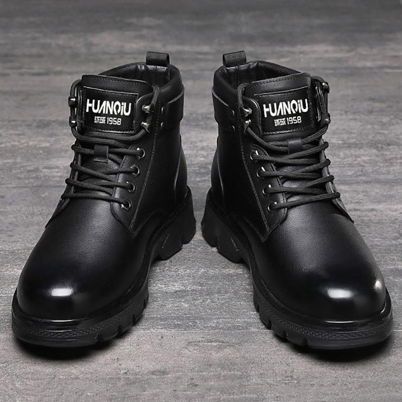 Autumn and Winter Plus Velvet Korean Version of The British Martin Boots Men's Leather Boots