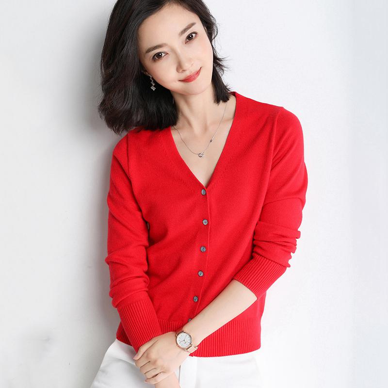 Knit Cardigan Women's Short Sleeve Jacket Cardigan V-neck Solid Color Large Size Sweater