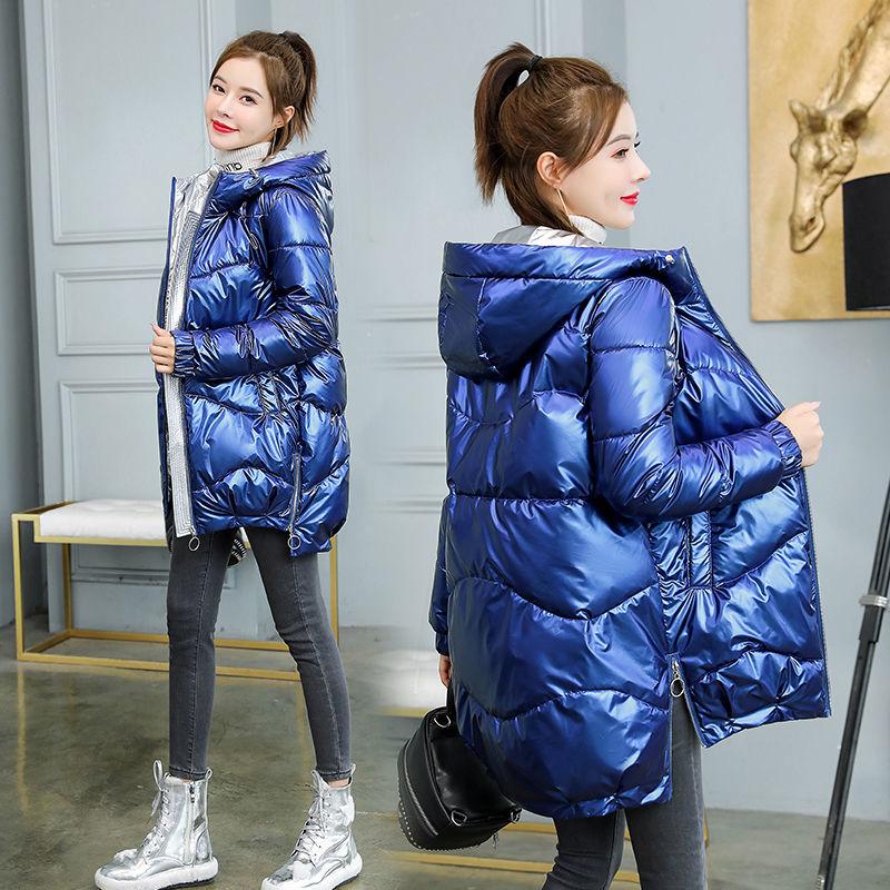 Fashion Women's Mid-length Coat Winter Loose and Colorful Hooded Down Cotton Coat