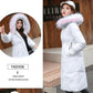 Long Fur Collar Hooded Down Padded Jacket Slim Thick Warmth Parka Coat