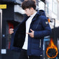 Winter Down Men's Padded Jacket Plus Velvet Thickening Youth Padded Hooded Jacket Trend Student Warm Jacket Fashion Slim Parker Clothing