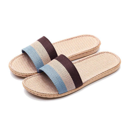Home Slippers Men and Women Couple Linen Slippers Spring and Summer Autumn Indoor Floor Non-slip Home Slippers