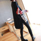 Vintage Printed Knitted Sweater Women Loose Bottoming Sweater Autumn and Winter Asymmetric Pullover Sweater