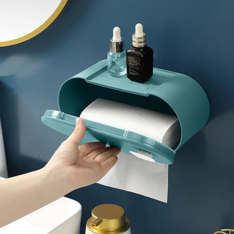 Tissue Box Drawer Paper Box Wall Mounted Remote Control Storage Wet Wipes Box Organizer Living Room Bathroom Toilet Multifunctional Paper Drawer Box