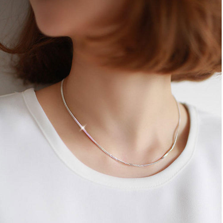 Silver Plated Necklace Jewelry Birthday Gift Short Clavicle Necklace Snake Bone Chain