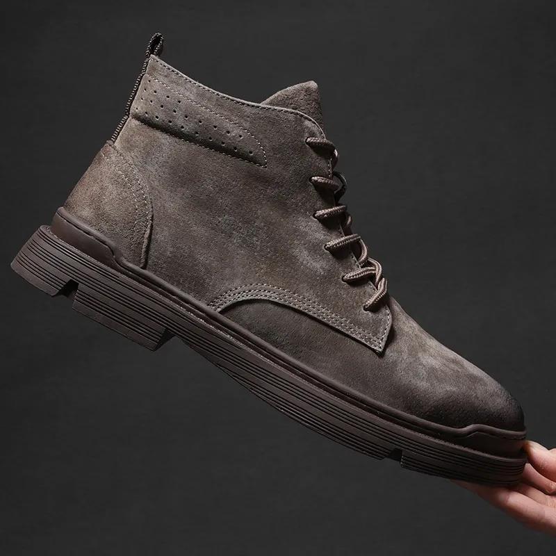 Martin Boots Men's Leather Boots Leather Breathable Men's Shoes Spring and Autumn Boots Outdoor Hiking Shoes Sports Casual Boots