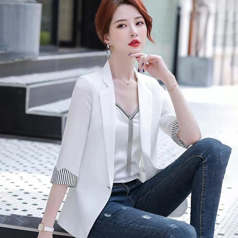 Casual Thin Women's Suit Jacket with Thin Sleeves and Thin Breathable Suit Jacket Women's Casual Temperament Jacket Elegant Blazer