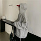 Spring and Autumn Loose Streetwear Hip Hop Oversize Style Thin Coat Female Ins Top Student Long Sleeve Zipper Hooded Sweater