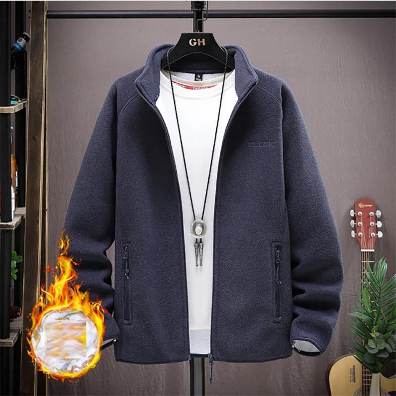 Men's Sweater Thickened Polar Fleece Young and Middle-aged Stand-up Collar Cardigan Fleece Men's Sweatshirts