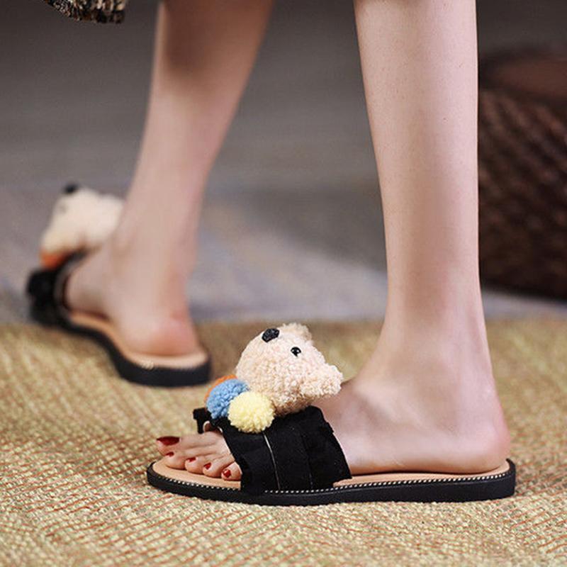 Korean Version of Summer Girl Heart Cartoon Cute Non-slip Casual Student Wear Fashion Bear Sandals and Slippers Women