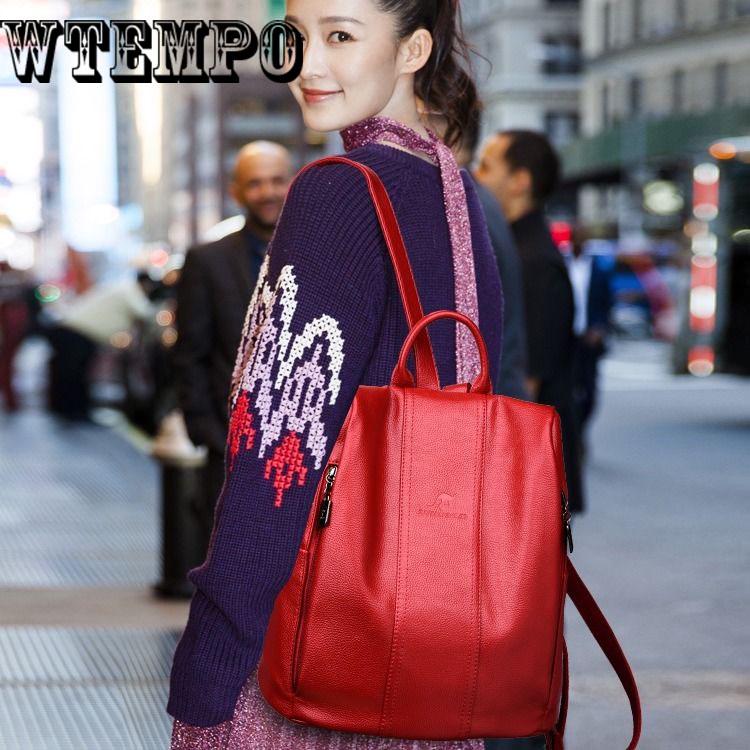 Women Leather Backpacks Classic Female Travel Ladies Bagpack School Bags For Trrnage Girls