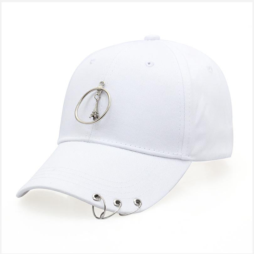 Solid Color Fashion Personality Couple Hat Iron Ring Pendant Three Ring Cap Female Outdoor