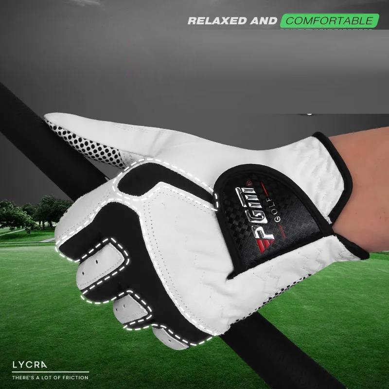 Men's Golf Gloves Single Left and Right Hand Optional with Non-slip Particles Breathable Microfiber Cloth Gloves