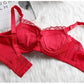 Women's Adjustable Underwear Exquisite Embroidery Sexy Lace Mesh Comfortable Cotton Solid Gathering Thick Padded Cup Bra Female Adjustable Brassiere