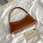 Lady Simple Glossy Elegant baguette Bag PU Leather Armpit Bag for Women Shoulder Handbags