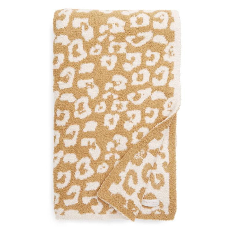 Woolen Blankets Children's Knitted Leopard Blankets Plus Fleece Throw Blankets for Kids Adult