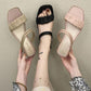 Women's Summer Sandals High Heels Solid Color All-match Non-slip Wear-resistant Shoes