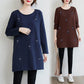 Fashion Women Long Sleeve Embroidered Solid Polyester T-Shirt Autumn  Femininas Basic Tops Loose Chemise Tunic Pullover