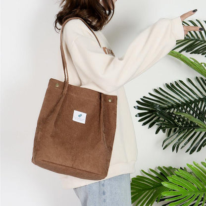 Bags Women  Corduroy Shoulder Bag Reusable Shopping Bags Casual Tote Female Handbag